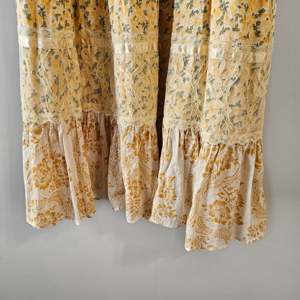 Nolita Yellow and White Lace Floral Midi Dress - Picture 6 of 7